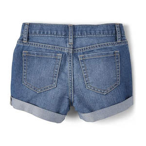 Shorts de Mezclilla para Niñas con Cierre de Botón y Puño Enrollado, Diseño Personalizado, Shorts de Mezclilla al por Mayor para Niños - Product Image 2