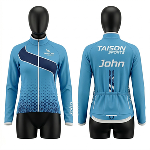 Women Cycling <b>Jacket</b> Premium Quality Polyester Spandex Stretch Fabric <b>Light</b> BlueNavy Panels Custom Printed Logo <b>Jacket</b> for Women - Product Image 1