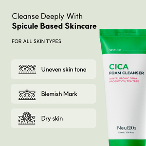 Neul20s Spicule Cica Foam Cleanser 100ml Fabriqué en Corée Soins de la peau Effet peeling à l'aiguille naturelle Nettoyage en profondeur des pores Nettoyage en profondeur - Product Image 5