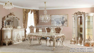 Juego de mesa de comedor tallada de diseño real y elegante Juego de muebles de comedor tallados de 6 plazas Mesa de comedor tallada a mano de Royal Palace - Product Image 6