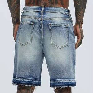 Nuevo 2025, pantalones cortos de mezclilla con dobladillo de bordes crudos azules de verano de alta calidad personalizados por fabricante, pantalones cortos de mezclilla para hombre, pantalones cortos holgados informales de ajuste limpio - Product Image 4
