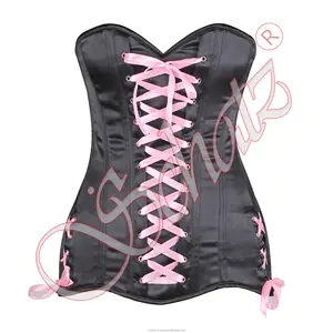 Fullbust Curvy Satin with Ribbon Red Satin Curvy Short Extended Waist Training Fullbust Lace-Up front and side panels Corset