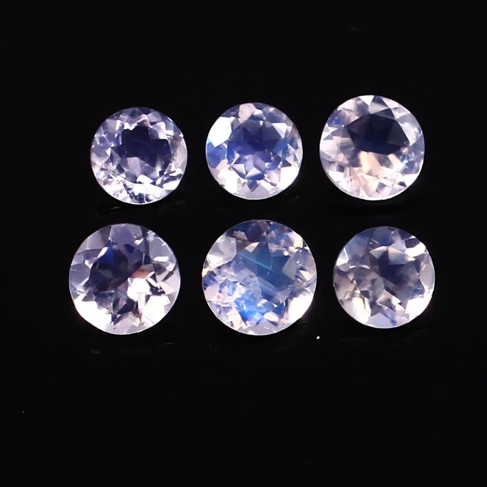 Rainbow Round Gemstone Good Quality 2.10 Carat 4.5/5mm Size Loose Gemstone Blue Fire Natural Moonstone 6Piece Lot