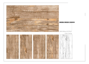 600x1200mm moderno antideslizante tallado desgastado madera CHOCO pulido azulejos de porcelana esmaltada antibacteriano para hoteles Interior al aire libre - Product Image 2