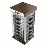 Support de présentation de lunettes en bois moderne pour la vente au détail, présentoir rotatif en métal pour lunettes de soleil avec logo personnalisé