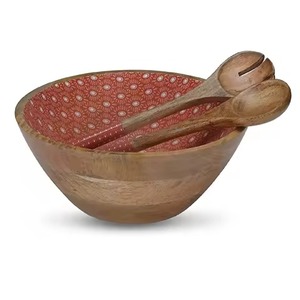 Vajilla de Madera con Estampado Esmaltado, Apta para Alimentos, Tazón para Servir Alimentos, Tazón de Madera Hecho a Mano para Servir Frutos Secos - Product Image 3