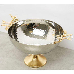 Made of Metal <b>Chocolate</b> Bowl Hammered Finish With Leaves Handles <b>Chocolate</b> Bowl Sweet Server Platter for <b>Wedding</b> Parties Use - Product Image 3