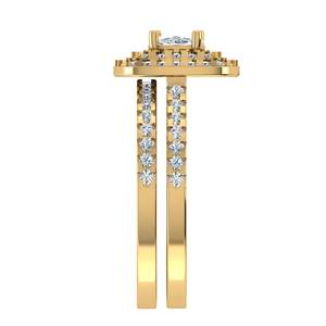 Anillo de Diamante Cultivado en Laboratorio con Corte Cojín y Doble Halo, Diseño de Vástago Dividido, Elaborado en Oro Amarillo de 10K para Mujer - Product Image 5