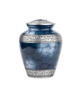 Urna de cremación Royal Silver para cenizas humanas-Urna funeraria para adultos hecha a mano para cenizas-Oferta de urna grande (azul cepillado, adulto) - Product Image 5