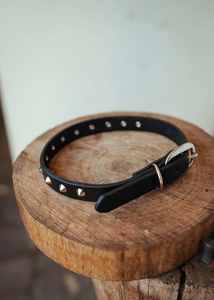 Collier de chien clouté classique de 20mm en produits de cheval noir - Product Image 3