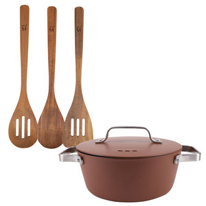 Set di casseruole AGROS San Ignacio 2L 20x8,5cm con coperchio in alluminio + 3 utensili da cucina in legno - Product Image 1