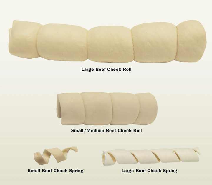 Top Dog Chews Beef Cheek Rolls Paquete de 5 huesos de perro de larga duración para masticadores agresivos Golosinas Para Perros Sin cuero crudo