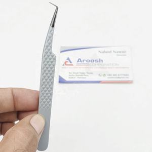 Pinzas profesionales para extensiones de pestañas con agarre de diamante de 90 grados con recubrimiento en polvo de acero inoxidable, venta al por mayor, logotipo personalizado de alta calidad - Product Image 1