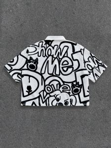 Camiseta Personalizada con Cuello Polo y Botones, de Primera Calidad, con Estampado Gráfico, Holgada, de Algodón, Estilo Urbano, para Hombre - Product Image 2