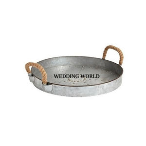 Ensemble de trois plateaux de service galvanisés de forme ovale, vaisselle de service faite à la main, plateau de service en métal de luxe design le plus vendu - Product Image 2