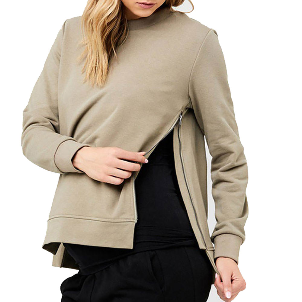 el mejor precio Productos de moda Tide Flow Los mejores Sudadera de maternidad con capucha de forro polar en 1 doble grueso real portabebés titular suéter superior de enfermería cremallera