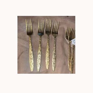 Acier inoxydable Métal Or Miroir Poli Avec Longue Conception Pleine En Relief Poignée En Vrac Fourchette Cuillère Couverts Ensembles - Product Image 1