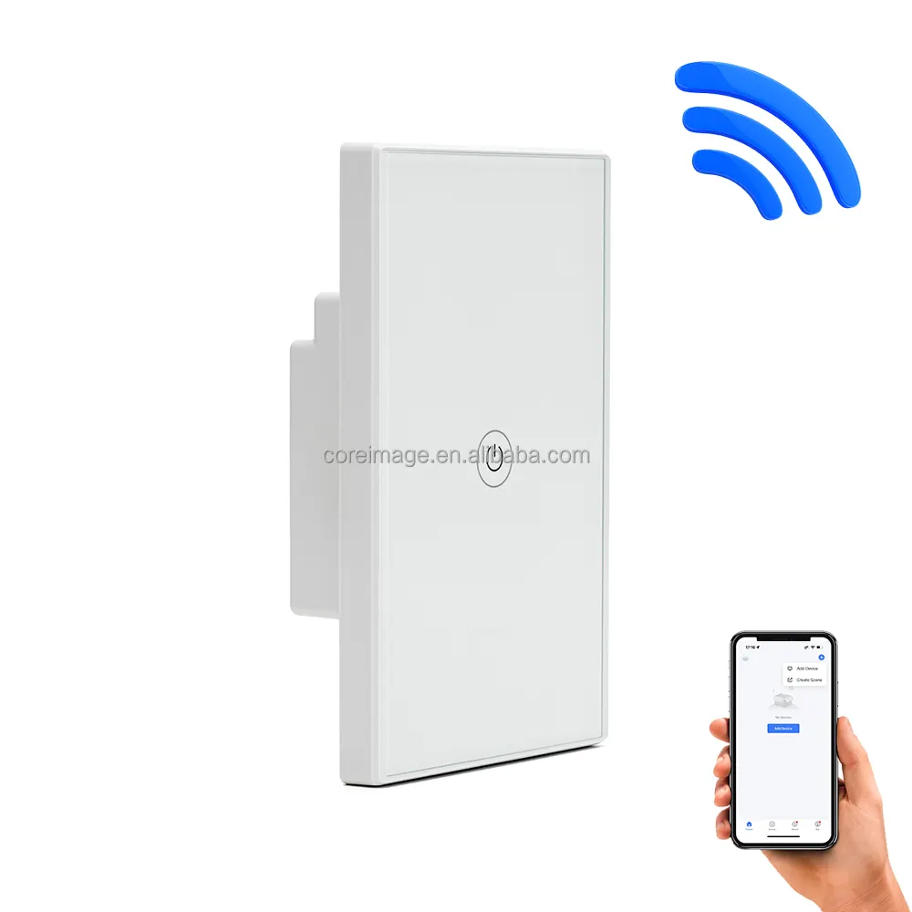 Smart Light Switch Neutral Wire Required 2.4GHz WiFi Wall Touch Switch Compatible with Alexa US Standard WiFi Light Switch