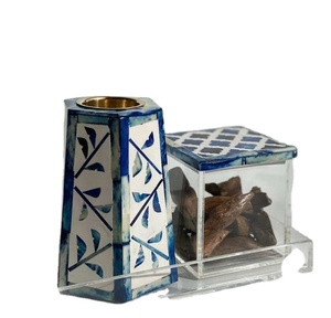 Jarrón Decorativo Artesanal con Incrustaciones de Hueso Verde y Blanco, con Caja de Almacenamiento para Adornos a Juego, Juego de Decoración para el Hogar Hecho a Mano de Lujo - Product Image 2