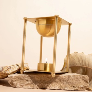 Nouveau brûleur d'huile d'encens en laiton décoratif T Light Aroma Warmer pour Home Fragrance Diffusion Golden Essential Oil Burner - Product Image 3