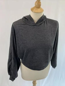 Venta al por mayor de algodón señoras gimnasio en blanco de manga larga chándal Crop Tops Croptop sudadera logotipo personalizado recortada Sudadera con capucha para las mujeres - Product Image 3