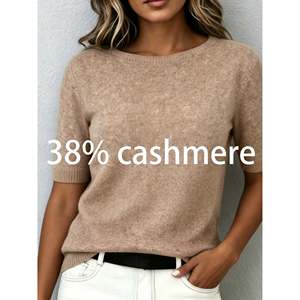Pull en laine/cachemire pour femme à col rond - Respirant, chaud, anti-boulochage - Product Image 1