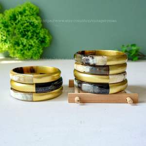 Handcrafted Buffalo Horn Bangle Natural Tribal Jewelry Kitchenware Hotel ware Wedding <b>Parties</b> - Product Image 2