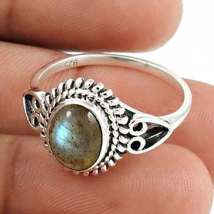 อัญมณีลาบราดอไรต์ธรรมชาติแหวนแต่งงานแหวนหมั้นสวยงามนิ้วสวยสำหรับผู้หญิง925แหวนเงินสเตอร์ลิงขายส่ง - Product Image 2