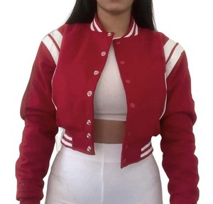 Varsity Jacket Women Premium Quality Leather and Wool Baseball Letterman Jacket para mujer de manga larga - Product Image 6