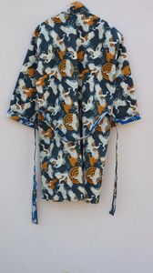 Hecho a mano indio Reversible Kantha Robe tejido bloque estampado chaqueta de invierno cinturón de corbata multicolor estilo Kimono japonés algodón suave - Product Image 6