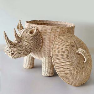 Panier de rangement charmant en forme d'animaux, paniers en rotin naturel pour la décoration de chambre d'enfant - Product Image 4