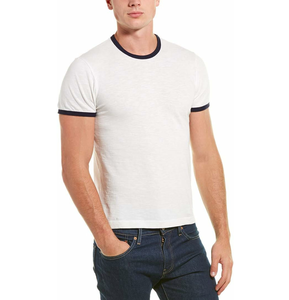 Camiseta informal de manga corta para hombre, camiseta personalizada con ribete en contraste, cuello redondo, camisetas ajustadas transpirables a la moda para hombre - Product Image 1
