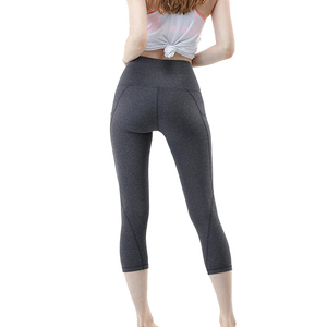 Pantalones Capri de Yoga Ecológicos, Transpirables y de Secado Rápido, de Cintura Media y Color Sólido, Leggings Deportivos para Mujer - Product Image 3