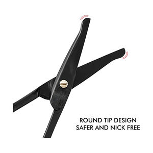 Vente chaude 3.75 \ "noir petit nez ciseaux à cheveux pointe arrondie oreille cheveux ciseaux avec lames de sécurité incurvées en acier inoxydable - Product Image 3