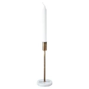 Bougeoir conique en métal doré de qualité supérieure avec base ronde en marbre pour la décoration d'éclairage de table pour les fêtes d'événements à la maison - Product Image 4