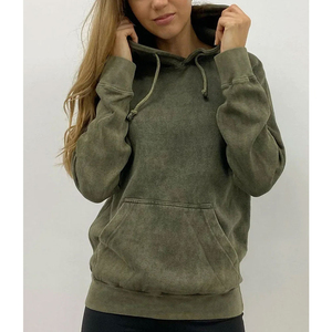 Sudaderas con capucha de mujer lavadas con ácido de gran tamaño vintage con logotipo frontal tamaño al por mayor personalizado para sudadera de invierno - Product Image 1