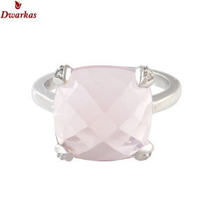 Anillo fino de Plata de Ley 925, cuarzo rosa clásico de moda, CZ, piedras preciosas naturales para mujer para fiesta de boda o aniversario - Product Image 1