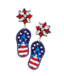 Classique américain USA drapeau homard perlé Dangle Huggie boucles d'oreilles feutre dos pour cadeau de fête de mariage par glowin fashion - Product Image 6