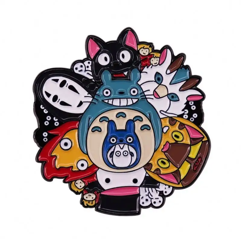 Toptan özel japon animesi emaye Pin ruhların kaçışı Metal rozeti hediye benim komşu Totoro karikatür mineli yaka rozeti