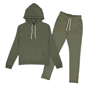 Survêtement décontracté à manches longues et à capuche avec cordon de serrage pour hommes 100% coton pour l'automne - Product Image 1