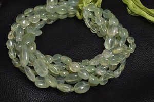 หินอัญมณีพรีไนต์สีเขียวลูกปัดทรงวงรีเหลี่ยมมุมเรียบ10มม. สร้อยคอแบบทำมือแบบหลวมธรรมชาติทำเครื่องประดับหิน - Product Image 6