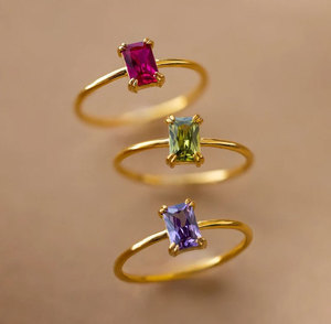 Bagues de mariage traditionnelles plaquées cuivre antique faites à la main, avec cristaux de strass, certifiées IGI, serties à griffes, taille 10x12 mm, tendance - Product Image 1