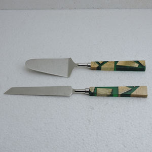 High Grade Bamboo Handle & Stainless Steel Wedding or Anniversary Party Celebration Cake <b>Shovel</b> and Cake Knife Sever Sets - Product Image 2
