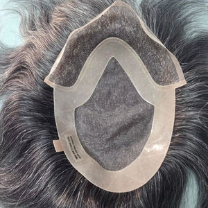 Taz Hair BD Fusion, Cabello Humano Remy con Trama Cosida a Mano, Peluca con Base de Encaje Frontal, Color Mixto 1B, Parches de Cabello Gris, Prótesis Capilar - Product Image 1