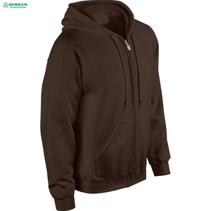Vente en gros directe usine – Sweats à capuche classiques unis en molleton bouclette 100 % coton 500 g/m² à fermeture éclair, coupe régulière, séchage rapide - Product Image 3