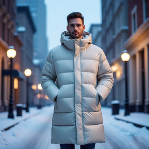 Chaquetas acolchadas largas con cremallera transpirable, ropa informal con capucha para exteriores, abrigo largo con burbujas para hombre, chaquetas acolchadas largas para hombre - Product Image 2