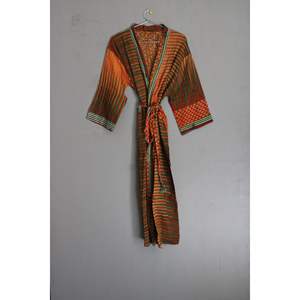 Women's Printed Satin Kimono Robe Bathrobe Set Short Length Ladies Loungewear <b>Sexy</b> <b>Plus</b> <b>Size</b> Sleepwear for Summer and Spring - Product Image 1