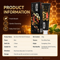 Dentifrice Menthe et Venin d'Abeille Effet Blanchissant et Anti-Taches, Fraîcheur Ultra-Longue Durée 150 Minutes, Breveté, Marque Blanche, Vente en Gros pour Usage Domestique
