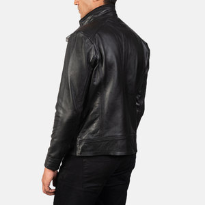 Veste en cuir pour homme facile à porter écologique avec col montant style vintage coupe-vent et imperméable - Product Image 5
