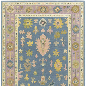 NOUDS RUG fait à la main noué à la main de haute qualité Floral turc Oushak tapis Vintage Style laine tapis doux Pastel pour la maison - Product Image 1